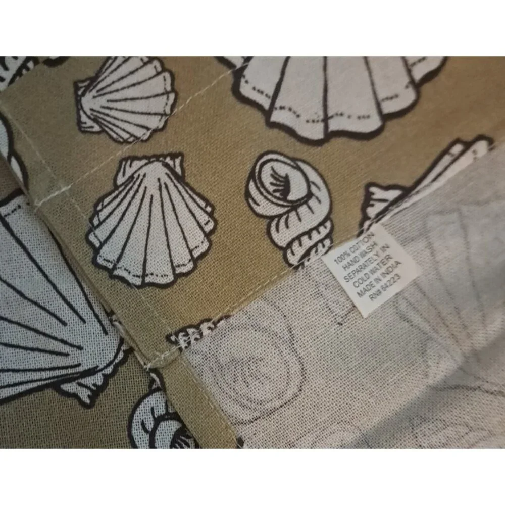 Ocean Life Valance Seashells Beige White Beach House Modern Coastal 50x18